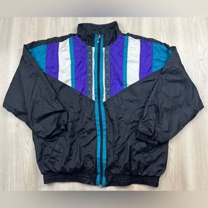 Vintage Bolo Spirt Track Jacket Windbreaker Nylon Full Zip Retro Size XL Black